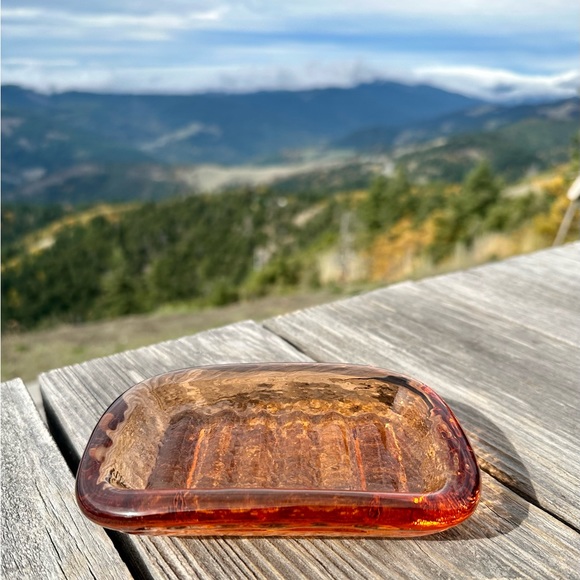 Fire and Light Glass Art Soap Dish in Peach Color, perfect condition - Picture 5 of 5